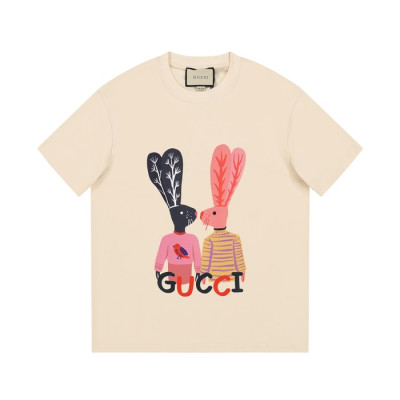 구찌 남/녀 아이보리 크루넥 반팔티 - Gucci Unisex Ivory Short sleeved T-shirts - gu534x