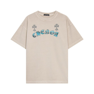 크롬하츠 남성 베이지 크루넥 반팔티 - Chrom Hearts Mens Beige Short sleeved T-shirts - ch106x