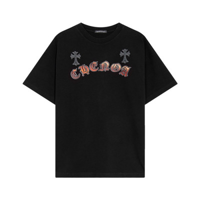 크롬하츠 남성 블랙 크루넥 반팔티 - Chrom Hearts Mens Black Short sleeved T-shirts - ch107x