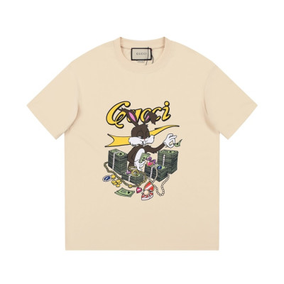 구찌 남/녀 아이보리 크루넥 반팔티 - Gucci Unisex Ivory Short sleeved T-shirts - gu536x