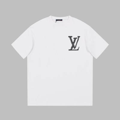 루이비통 남성 화이트 크루넥 반팔티 - Louis vuitton Mens White Short sleeved T-shirts - lv687x