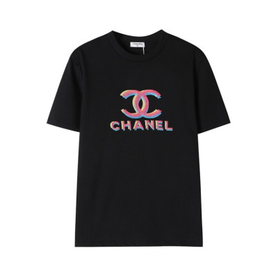 샤넬 여성 크루넥 블랙 반팔티 - Chanel Womens Black Tshirts - ch94x