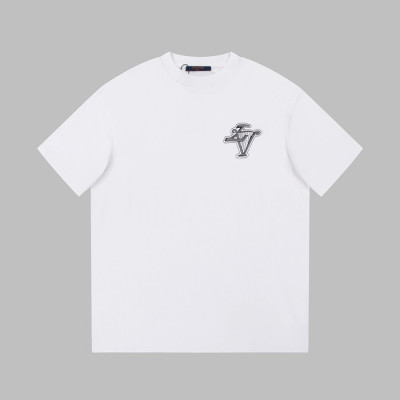 루이비통 남성 화이트 크루넥 반팔티 - Louis vuitton Mens White Short sleeved T-shirts - lv690x