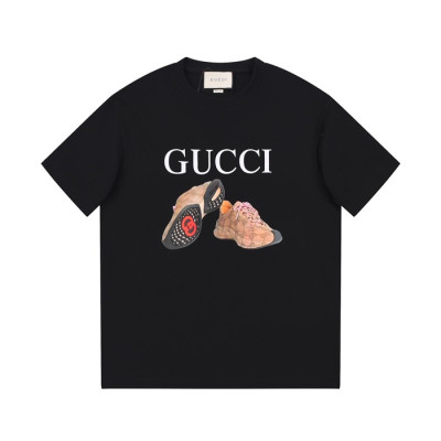 구찌 남/녀 블랙 크루넥 반팔티 - Gucci Unisex Black Short sleeved T-shirts - gu538x
