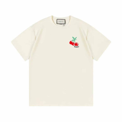 구찌 남/녀 아이보리 크루넥 반팔티 - Gucci Unisex Ivory Short sleeved T-shirts - gu543x