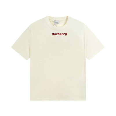 버버리 남/녀 아이보리 크루넥 반팔티 - Burberry Unisex Ivory Tshirts - bu138x