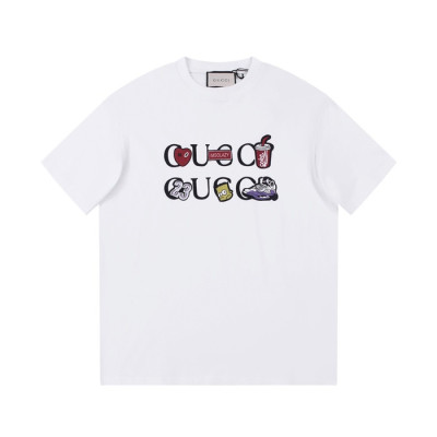 구찌 남/녀 화이트 크루넥 반팔티 - Gucci Unisex White Short sleeved T-shirts - gu544x