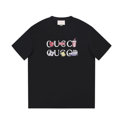 구찌 남/녀 블랙 크루넥 반팔티 - Gucci Unisex Black Short sleeved T-shirts - gu545x