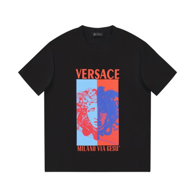 베르사체 남성 블랙 크루넥 반팔티 - Versace Mens Black Tshirts - ve08x