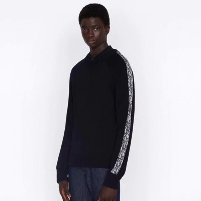 디올 남성 블랙 크루넥 스웨터 - Dior Mens Black Sweaters - di382x
