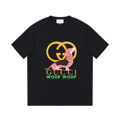 구찌 남/녀 블랙 크루넥 반팔티 - Gucci Unisex Black Short sleeved Tshirts - gu574x