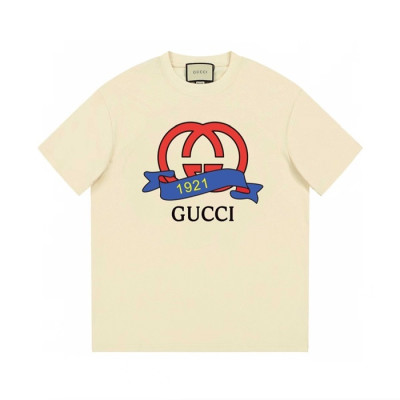 구찌 남/녀 아이보리 크루넥 반팔티 - Gucci Unisex Ivory Short sleeved Tshirts - gu591x