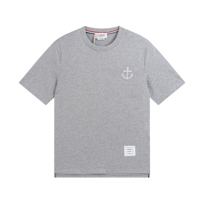 톰브라운 남성 크루넥 그레이 반팔티 - Thom Browne Mens Gray Tshirts - th40x