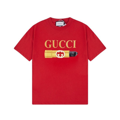 구찌 남/녀 레드 크루넥 반팔티 - Gucci Unisex Red Short sleeved Tshirts - gu592x