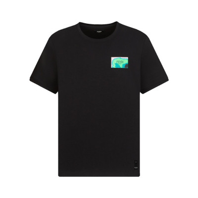 펜디 남성 블랙 크루넥 반팔티 - Fendi Mens Black Short sleeved Tshirts - fe100x