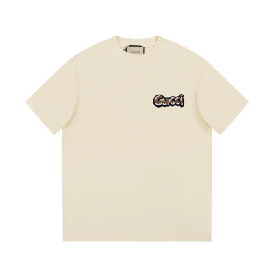 구찌 남/녀 아이보리 크루넥 반팔티 - Gucci Unisex Ivory Short sleeved Tshirts - gu602x