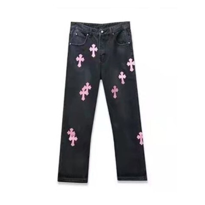 크롬하츠 남성 트렌디 블랙 청바지 - Chrom Hearts Mens Black Jeans - ch120x