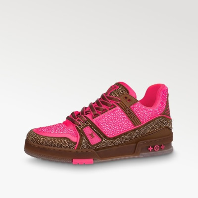 루이비통 남/녀 Trainer 핑크 스니커즈 - Louis vuitton Unisex Pink Sneakers - lv799x