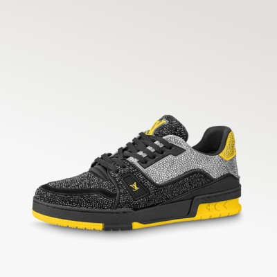 루이비통 남/녀 Trainer 블랙 스니커즈 - Louis vuitton Unisex Black Sneakers - lv800x