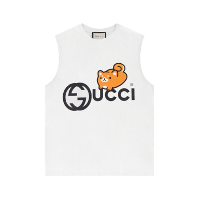 구찌 남성 화이트 크루넥 나시 - Gucci Mens White Sleeveless Shirts - gu613x