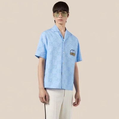 구찌 남/녀 블루 폴로 반팔티 - Gucci Unisex Blue Short sleeved Tshirts - gu614x