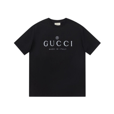 구찌 남/녀 블랙 크루넥 반팔티 - Gucci Unisex Black Short sleeved Tshirts - gu621x