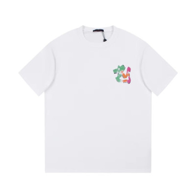 루이비통 남성 화이트 크루넥 반팔티 - Louis vuitton Mens White Short sleeved Tshirts - lv841x