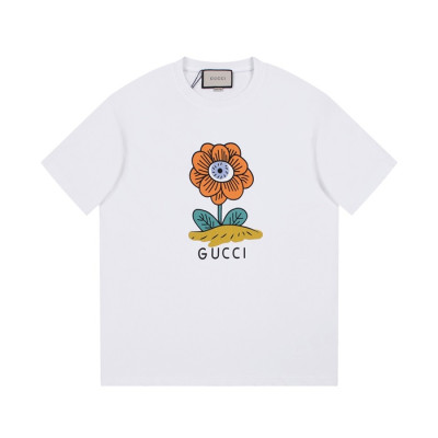 구찌 남/녀 화이트 크루넥 반팔티 - Gucci Unisex White Short sleeved Tshirts - gu643x