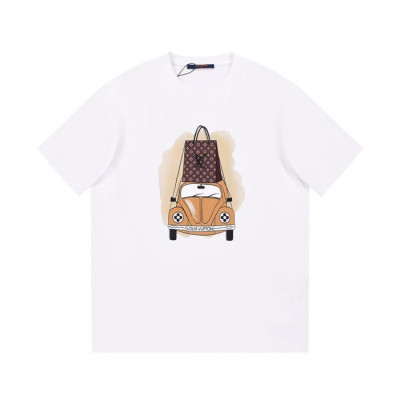 루이비통 남성 화이트 크루넥 반팔티 - Louis vuitton Mens White Short sleeved Tshirts - lv855x