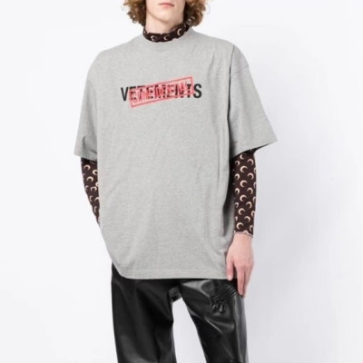베트멍 남/녀 트렌디 그레이 반팔티 - Vetements Unisex Gray Tshirts - vet315x