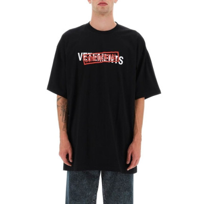 베트멍 남/녀 트렌디 블랙 반팔티 - Vetements Unisex Black Tshirts - vet316x