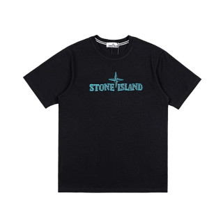 스톤아일랜드 남성 블랙 크루넥 반팔티 - Stone Island Mens Black Tshirts - st60x