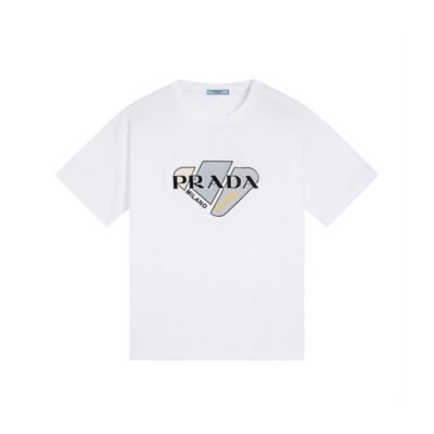 프라다 남성 화이트 반팔티 - Prada Mens White T-shirts - pr459x