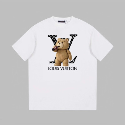 루이비통 남성 화이트 크루넥 반팔티 - Louis vuitton Mens White Short sleeved Tshirts - lv862x