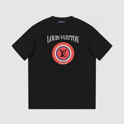 루이비통 남성 블랙 크루넥 반팔티 - Louis vuitton Mens Black Short sleeved Tshirts - lv863x