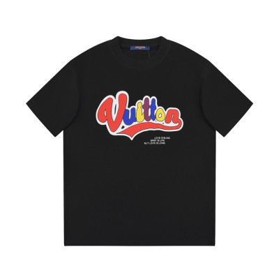 루이비통 남성 블랙 크루넥 반팔티 - Louis vuitton Mens Black Short sleeved Tshirts - lv872x