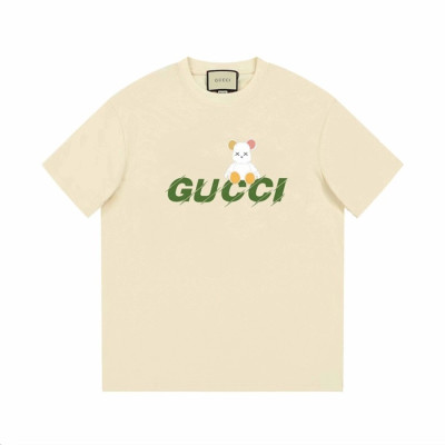 구찌 남/녀 아이보리 크루넥 반팔티 - Gucci Unisex Ivory Short sleeved Tshirts - gu650x