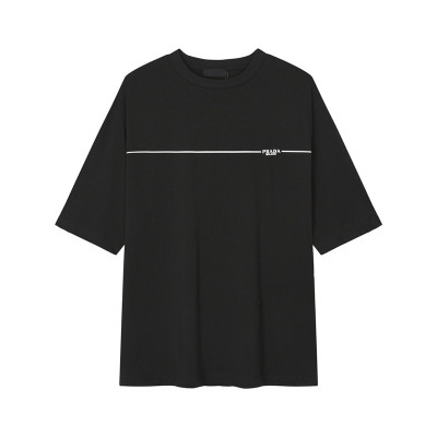 프라다 남성 크루넥 블랙 반팔티 - Prada Mens Black Short sleeved Tshirts - pr489x