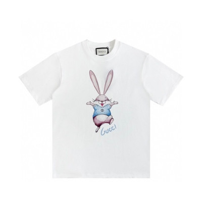 구찌 남/녀 화이트 크루넥 반팔티 - Gucci Unisex White Short sleeved Tshirts - gu660x