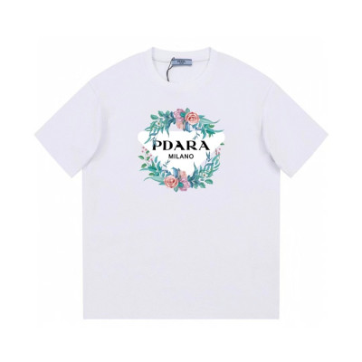 프라다 남성 크루넥 화이트 반팔티 - Prada Mens White Short sleeved Tshirts - pr491x