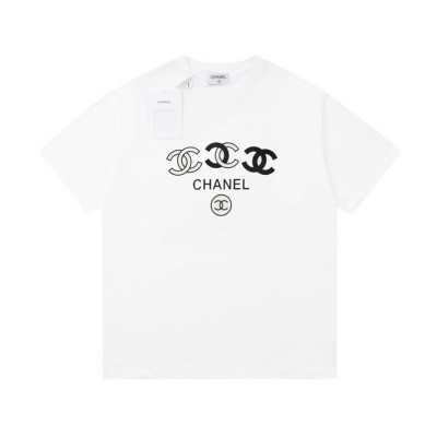 샤넬 남/녀 크루넥 화이트 반팔티 - Chanel Unisex White Tshirts - ch105x