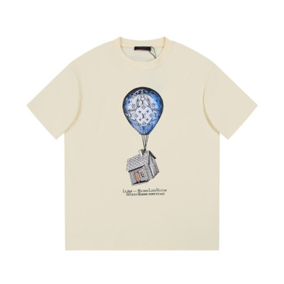 루이비통 남성 아이보리 크루넥 반팔티 - Louis vuitton Mens Ivory Short sleeved Tshirts - lv895x