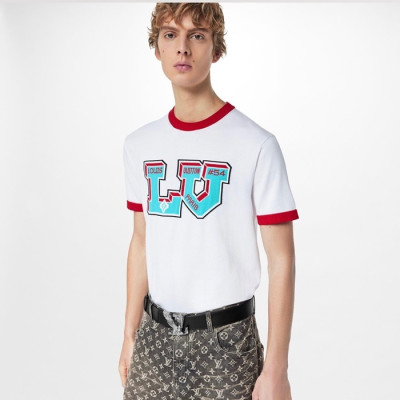 루이비통 남성 화이트 크루넥 반팔티 - Louis vuitton Mens White Short sleeved Tshirts - lv901x