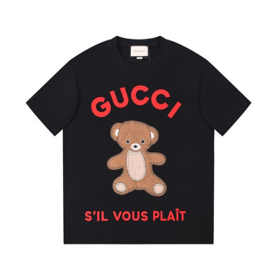 구찌 남/녀 블랙 크루넥 반팔티 - Gucci Unisex Black Short sleeved Tshirts - gu665x