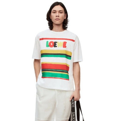 로에베 여성 이니셜 화이트 반팔티 - Loewe Womens White Short sleeved Tshirts - loe722x