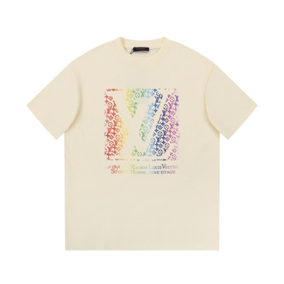 루이비통 남성 아이보리 크루넥 반팔티 - Louis vuitton Mens Ivory Short sleeved Tshirts - lv923x