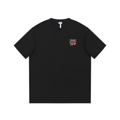 로에베 남/녀 이니셜 블랙 반팔티 - Loewe Unisex Black Short sleeved Tshirts - loe724x