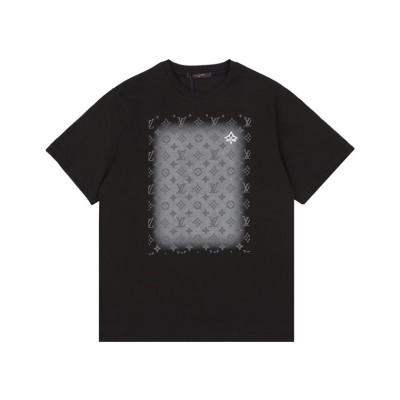 루이비통 남성 블랙 크루넥 반팔티 - Louis vuitton Mens Black Short sleeved Tshirts - lv939x