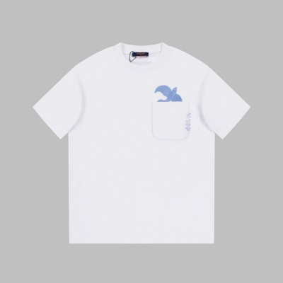 루이비통 남성 화이트 크루넥 반팔티 - Louis vuitton Mens White Short sleeved Tshirts - lv940x