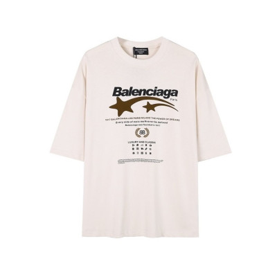 발렌시아가 남성 베이지 크루넥 반팔티 - Balenciaga Mens Beige Short sleeved Tshirts - ba375x